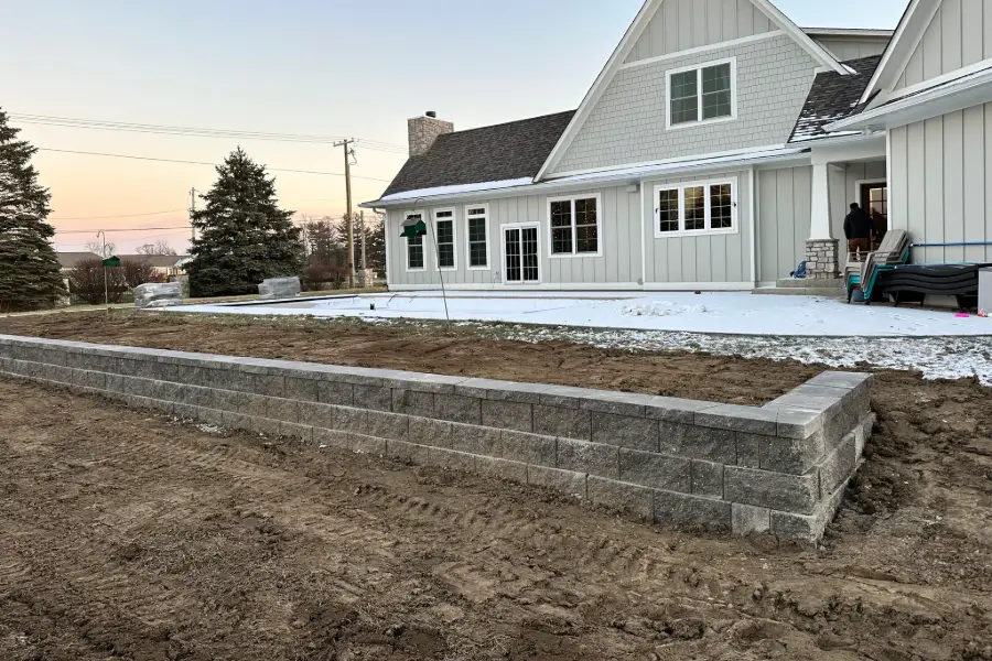 Retaining Wall Built By SunnySide Landscapes in Noblesville, Indiana.